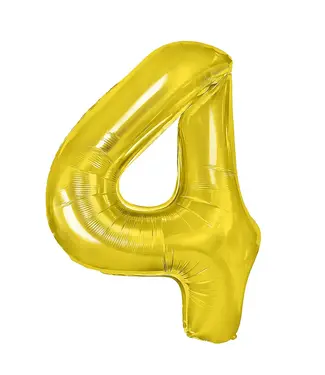 PartyPal Cijferballon 4 goud | 100 cm