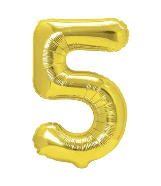 PartyPal Cijferballon 5 goud | 100 cm