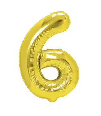 PartyPal Cijferballon 6 Goud | 100 cm