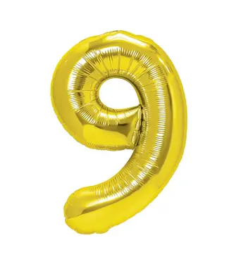 PartyPal Cijferballon 9 goud | 100 cm