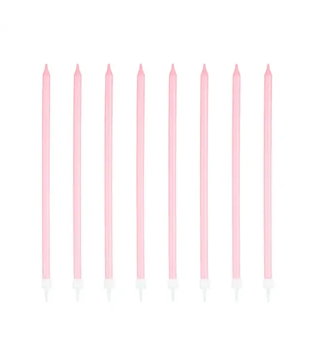 Kaarsjes roze | 8 stuks | 15 cm