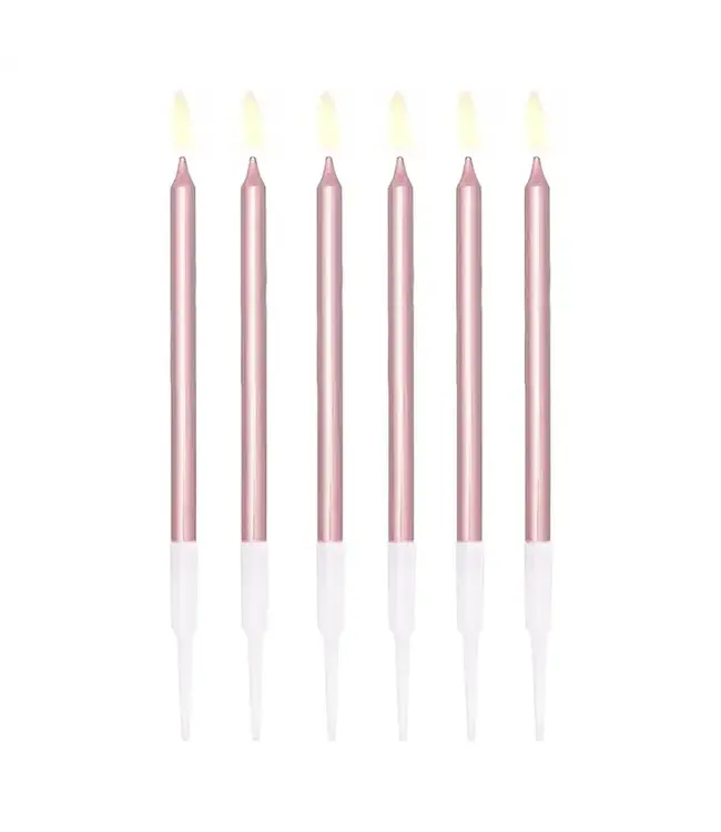 Kaarsjes rose goud | 6 stuks | 13 cm