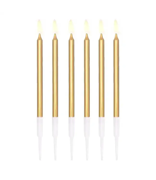 Kaarsjes goud | 6 stuks | 13 cm