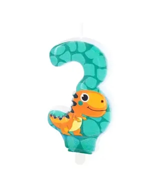 PartyPal Dino kaarsje | Cijfer 3