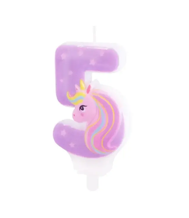 Unicorn kaarsje | Cijfer 5