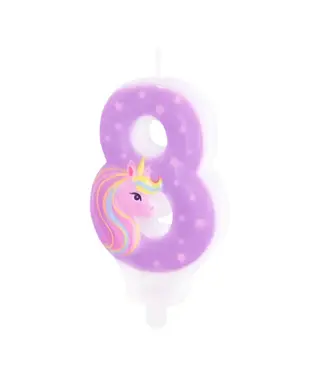 PartyPal Unicorn kaarsje | Cijfer 8