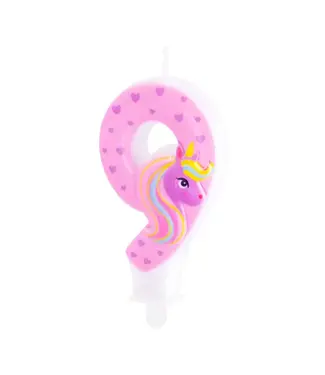 PartyPal Unicorn kaarsje | Cijfer 9
