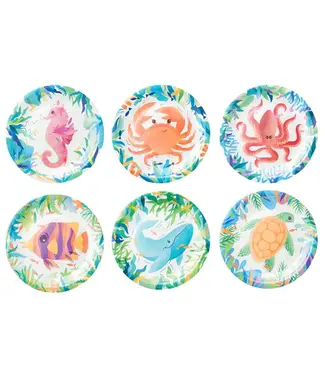 PartyPal Bordjes oceaan | 6 stuks | 18 cm