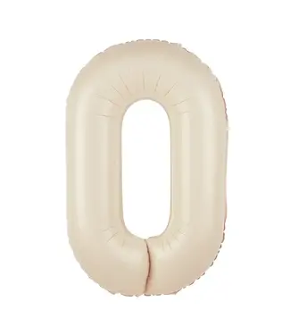 PartyPal Cijferballon 0 Nude / Creme | 100 cm