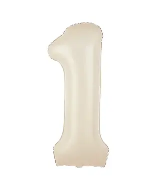 PartyPal Cijferballon 1 Nude / Beige | 100 cm