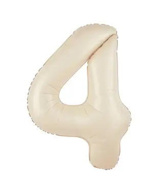 PartyPal Cijferballon 4 | Nude / Cream | 100 cm = 40"