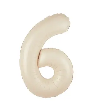 PartyPal Cijferballon 6 Nude / Creme | 100 cm