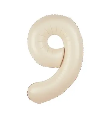 PartyPal Cijferballon 9 Nude / Creme | 100 cm