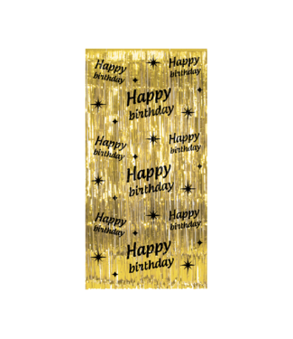 Backdropgordijn goud | Happy birthday | 200 x 100 cm