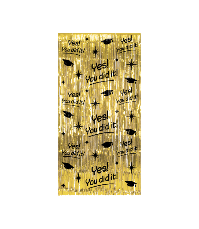 Backdropgordijn goud | Yes! You did it! | 200 x 100 cm