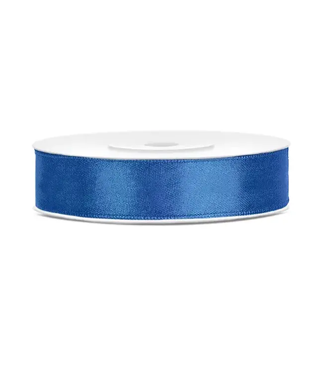 Satijnen lint royal blauw 12mm breed- 25m lang