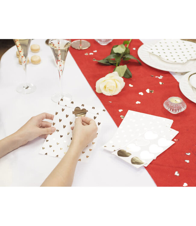 Cadeauzakjes met gouden stickers | Hartjes | 8 stuks