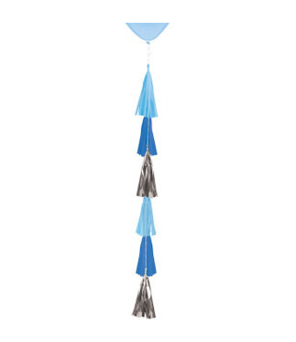 Amscan OUTLET Tasselslinger ballonstaart | Blauw-Zilver | 70 cm
