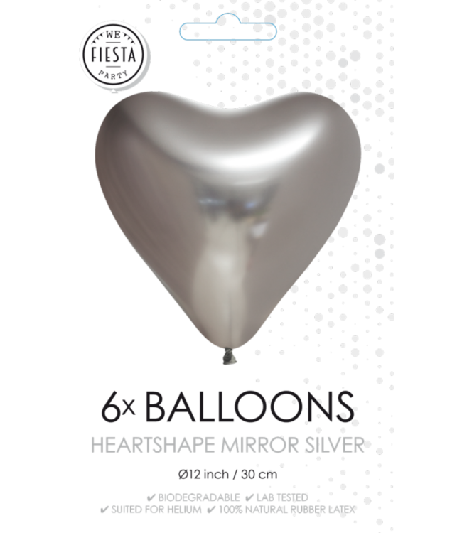 Hartjes ballonnen chrome zilver | 30cm | 6 stuks