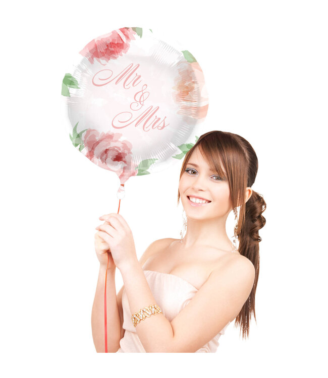 Mr en Mrs bloemen folieballon | 45cm