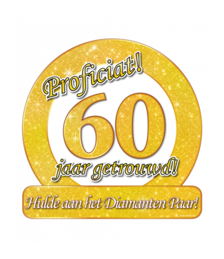 Huldebord | 60 Jaar getrouwd | Goud | 50 x 50 cm