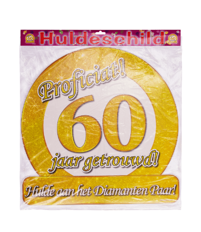 Huldebord | 60 Jaar getrouwd | Goud | 50 x 50 cm