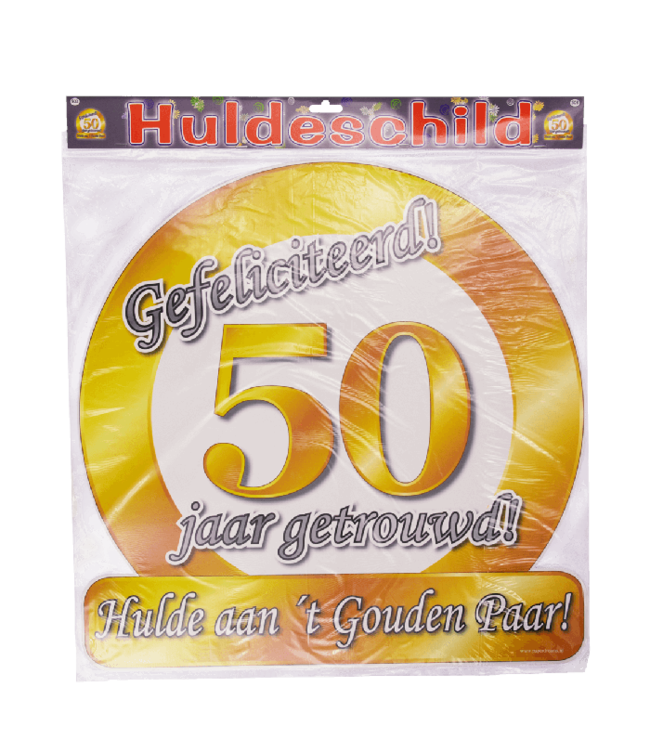 Huldebord | 50 Jaar getrouwd | Goud | 50 x 50 cm