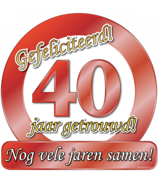 Huldebord | 40 Jaar getrouwd | Robijn | 50 x 50 cm