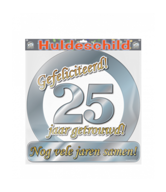 Huldebord | 25 Jaar getrouwd | Zilver | 50 x 50 cm
