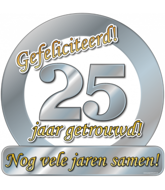 Huldebord 25 Jaar getrouwd | Zilver | 50 x 50 cm