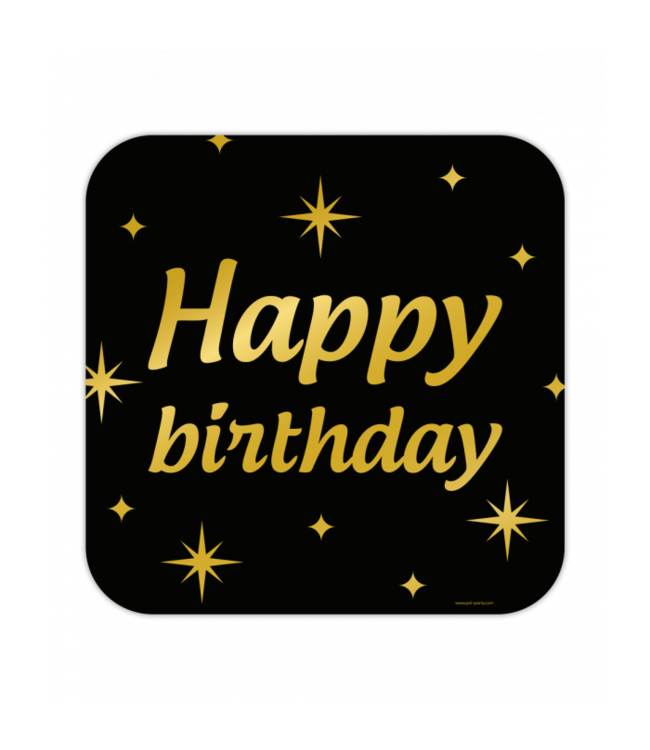 Huldebord | Happy Birthday | Goud Zwart | 50 x 50 cm