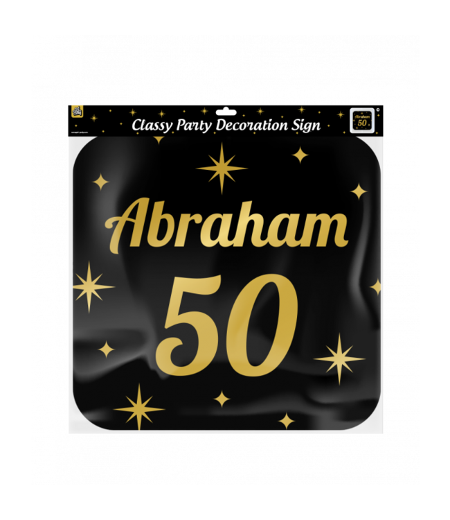 Huldebord | Abraham 50 Jaar | Goud Zwart | 50 x 50 cm