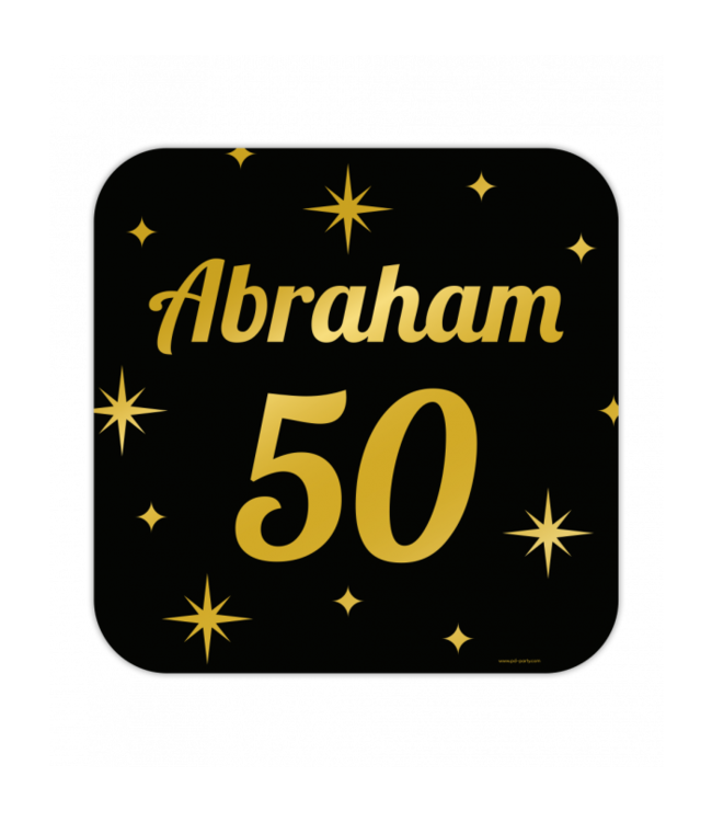 Huldebord | Abraham 50 Jaar | Goud Zwart | 50 x 50 cm