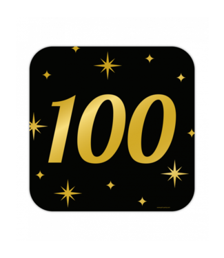 Huldebord | 100 Jaar | Goud Zwart | 50 x 50 cm