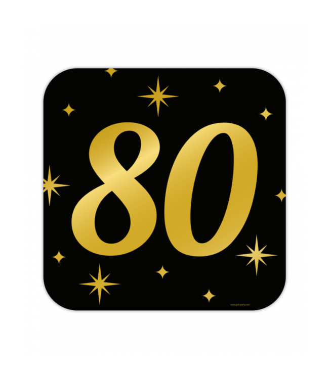 Huldebord | 80 Jaar | Goud Zwart | 50 x 50 cm