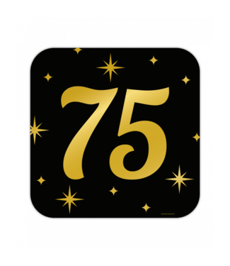 Huldebord | 75 Jaar | Goud Zwart | 50 x 50 cm