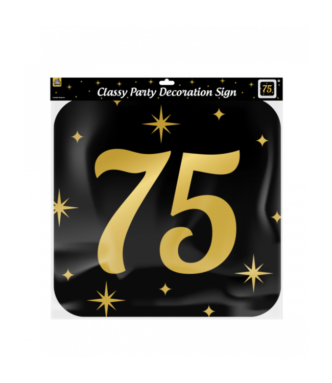 Huldebord | 75 Jaar | Goud Zwart | 50 x 50 cm