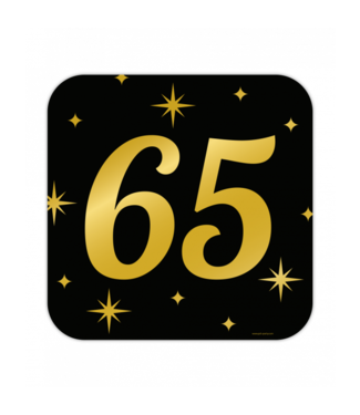 Huldebord | 65 Jaar | Goud Zwart | 50 x 50 cm