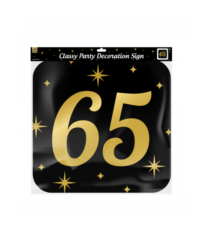 Huldebord | 65 Jaar | Goud Zwart | 50 x 50 cm