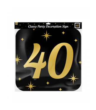 Huldebord | 40 Jaar | Goud Zwart | 50 x 50 cm