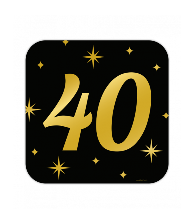 Huldebord | 40 Jaar | Goud Zwart | 50 x 50 cm