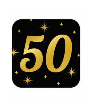 Huldebord | 50 Jaar | Goud Zwart | 50 x 50 cm