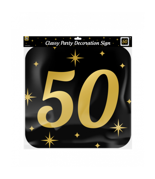 Huldebord | 50 Jaar | Goud Zwart | 50 x 50 cm