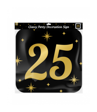 Huldebord | 25 Jaar | Goud Zwart | 50 x 50 cm
