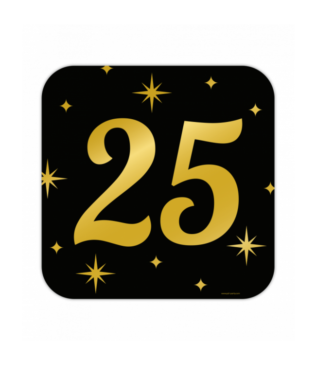 Huldebord | 25 Jaar | Goud Zwart | 50 x 50 cm