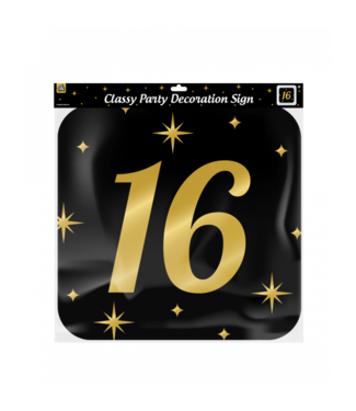 Huldebord | 16 Jaar | Goud Zwart | 50 x 50 cm