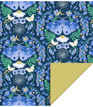 House of Products Cadeaupapier Botanic Blue - Yellow | 70 cm x 3 m