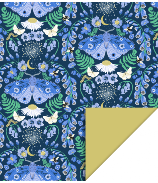 Cadeaupapier Botanic Blue - Yellow | 70 cm x 3 m