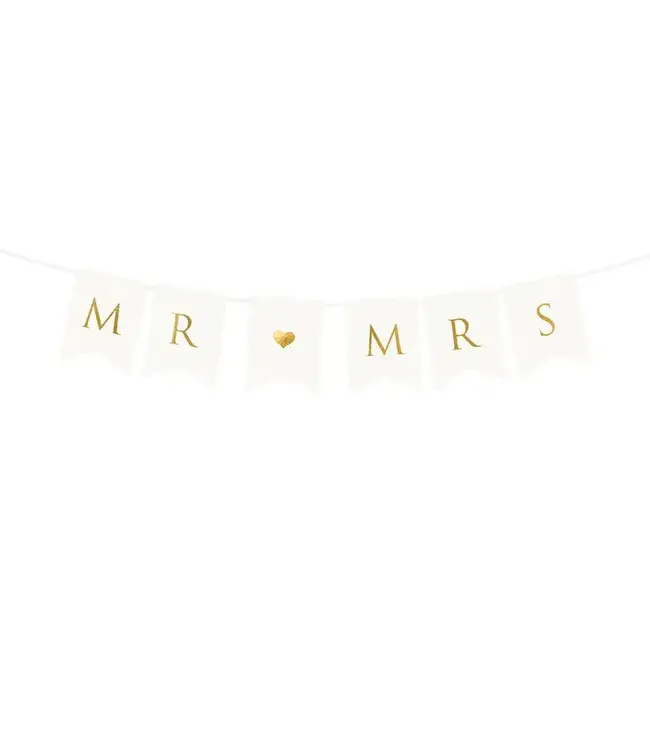 Slinger MR & MRS | Goud & wit | 85 x 15 cm