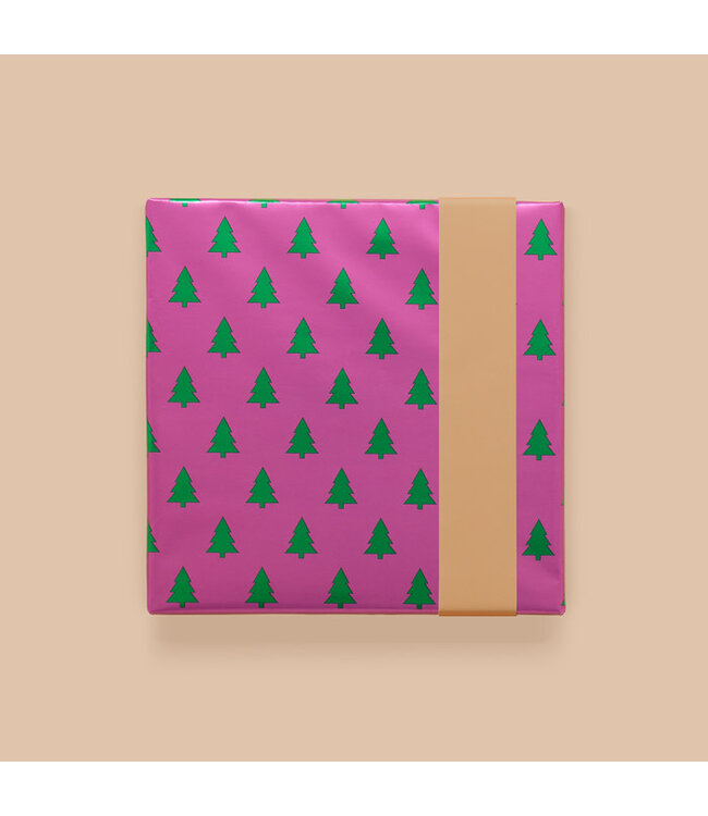 OUTLET cadeaupapierTree Green Foil Deep Pink - Nude | 70 cm x 3 m